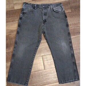 Vtg Rustler 36/26 Men's Jeans Black Cotton Denim Outdoor Button Zip Pocket Adult